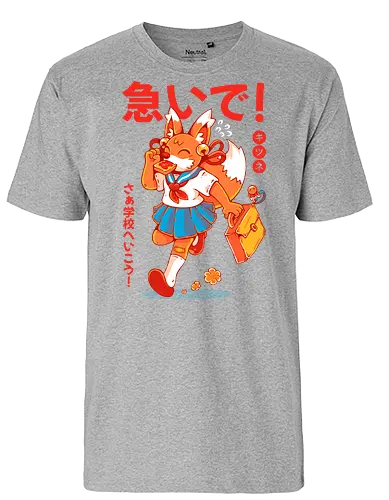 KITSUNE STUDENT (variant 1) - kitsune, fox, anime, cute, kawaii, japan, japanese, student, school, fox girl, child - Fairtrade T-Shirt