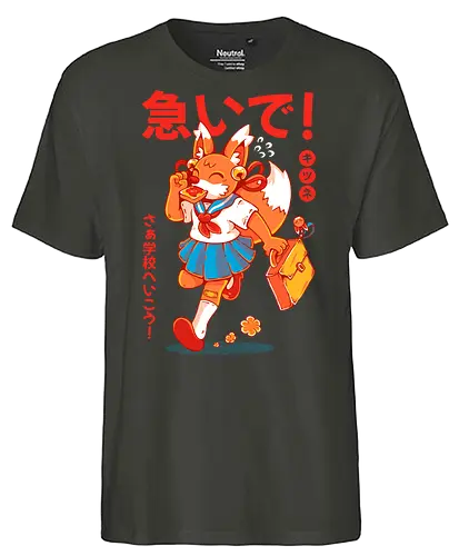 KITSUNE STUDENT (variant 1) - kitsune, fox, anime, cute, kawaii, japan, japanese, student, school, fox girl, child - Fairtrade T-Shirt
