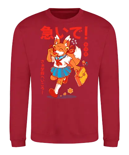 KITSUNE STUDENT (variant 1) - kitsune, fox, anime, cute, kawaii, japan, japanese, student, school, fox girl, child - Sweatshirt