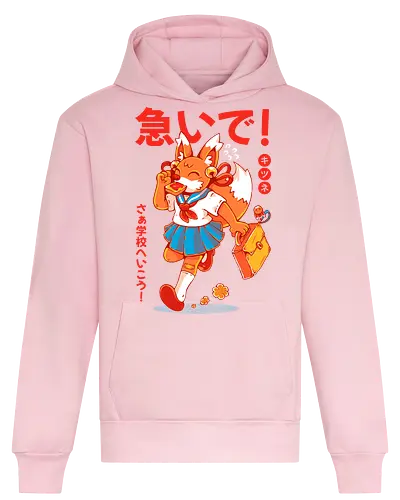 KITSUNE STUDENT (variant 1) - kitsune, fox, anime, cute, kawaii, japan, japanese, student, school, fox girl, child - Heavyweight Hoodie