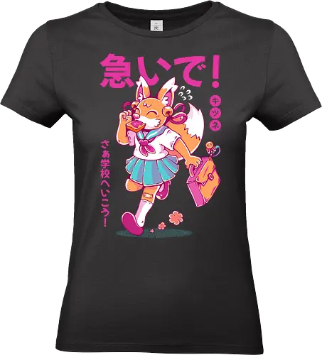 KITSUNE STUDENT (variant 2) - kitsune, fox, anime, cute, kawaii, japan, japanese, student, school, fox girl, child - Standard T-Shirt (Women)