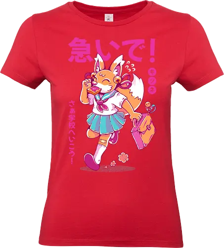 KITSUNE STUDENT (variant 2) - kitsune, fox, anime, cute, kawaii, japan, japanese, student, school, fox girl, child - Standard T-Shirt (Women)