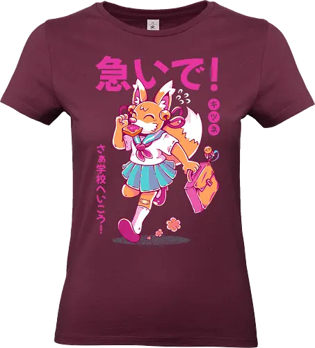 KITSUNE STUDENT (variant 2) - kitsune, fox, anime, cute, kawaii, japan, japanese, student, school, fox girl, child - Standard T-Shirt (Women)