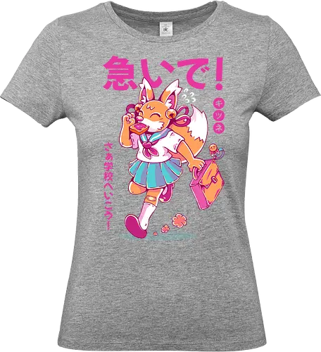 KITSUNE STUDENT (variant 2) - kitsune, fox, anime, cute, kawaii, japan, japanese, student, school, fox girl, child - Standard T-Shirt (Women)
