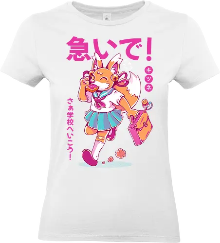 KITSUNE STUDENT (variant 2) - kitsune, fox, anime, cute, kawaii, japan, japanese, student, school, fox girl, child - Standard T-Shirt (Women)
