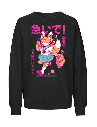 KITSUNE STUDENT (variant 2) - kitsune, fox, anime, cute, kawaii, japan, japanese, student, school, fox girl, child - Fairtrade Sweatshirt