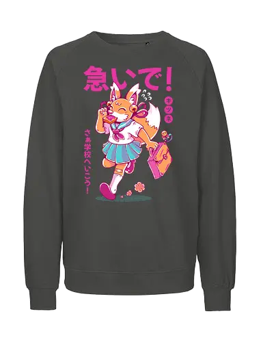 KITSUNE STUDENT (variant 2) - kitsune, fox, anime, cute, kawaii, japan, japanese, student, school, fox girl, child - Fairtrade Sweatshirt