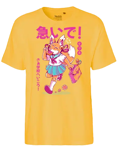 KITSUNE STUDENT (variant 2) - kitsune, fox, anime, cute, kawaii, japan, japanese, student, school, fox girl, child - Fairtrade T-Shirt