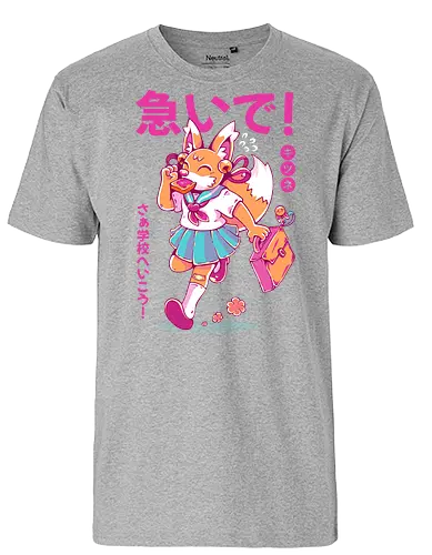 KITSUNE STUDENT (variant 2) - kitsune, fox, anime, cute, kawaii, japan, japanese, student, school, fox girl, child - Fairtrade T-Shirt
