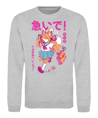 KITSUNE STUDENT (variant 2) - kitsune, fox, anime, cute, kawaii, japan, japanese, student, school, fox girl, child - Sweatshirt