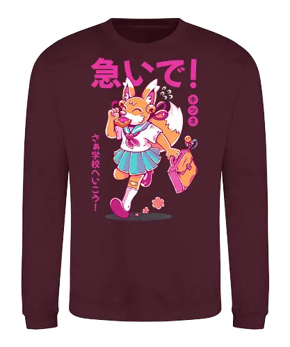 KITSUNE STUDENT (variant 2) - kitsune, fox, anime, cute, kawaii, japan, japanese, student, school, fox girl, child - Sweatshirt