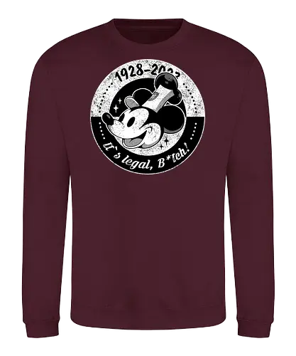 1928 - mickey, public domain, cartoon, joke, steamwilly - Sweatshirt