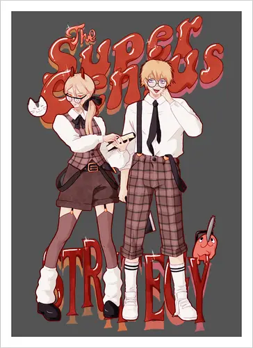 The Super Genius Strategy!! - csm, chainsaw, denji, powy - Artprint