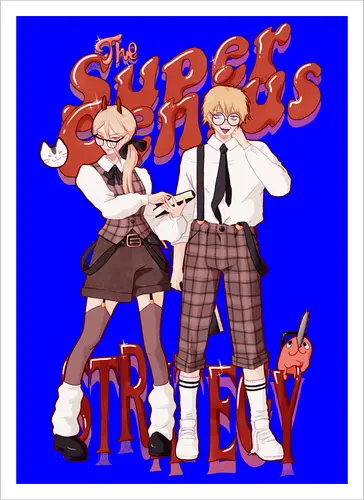 The Super Genius Strategy!! - csm, chainsaw, denji, powy - Artprint