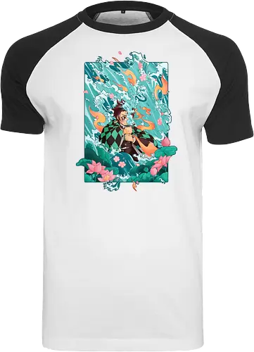 Water and Sun - tanjiro, kamado, Slayer - Raglan T-Shirt