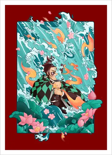 Water and Sun - tanjiro, kamado, Slayer - Artprint