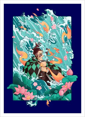 Water and Sun - tanjiro, kamado, Slayer - Artprint
