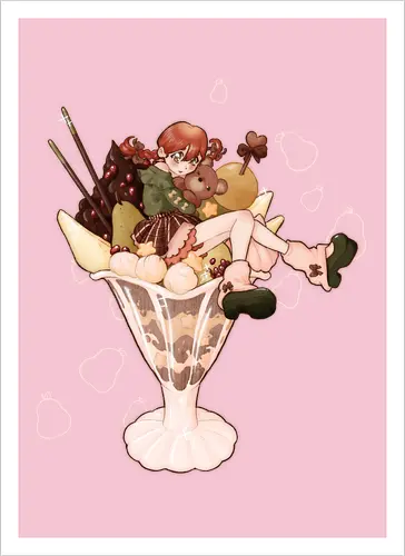 Autumn Parfait - cozy, sweet, kawaii, cute - Artprint