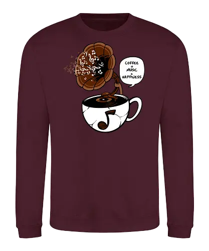 coffee and music - coffee, caffeine, cool, latte, cafe, insomnia, drink, happy, music, tone, oldschool, vintage, classic, rnb, jazz - Sweatshirt