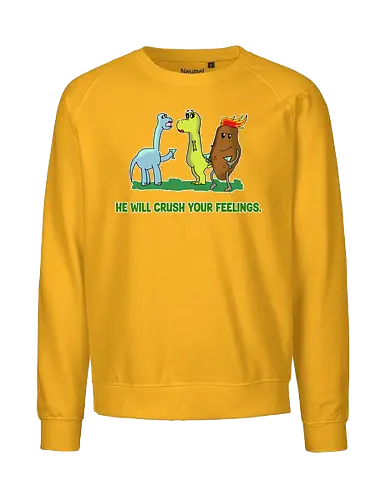 Dinosaur Feelings (Dinosaurier-Gefühle) - dinosaurier, dino, gefühle, lustig, humor, cartoon, süß, kinder, kawaii, sarkasmus, witzig, asteroid, prähistorisch, spielerisch, niedlich, jurazeit, comic, tragisch, ironie, popkultur, geek, t-rex - Fairtrade Sweatshirt