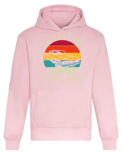I am not old, I am classic - vintage car, retro, sunset gradient, humor, classic, typography, nostalgia, vehicle, bold colors, phrase - Heavyweight Hoodie