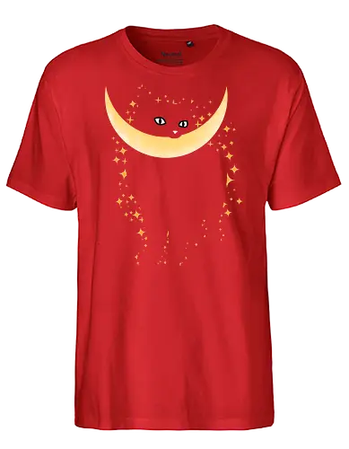 Cat Moon Stars - cats, stars, space, starry, cute - Fairtrade T-Shirt