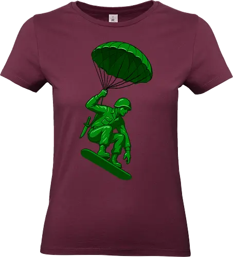 green toy soldier - soldier, toy, parachute, military, green, airborne, plastic, skydiver, figurine, vintage - Standard T-Shirt (Women)