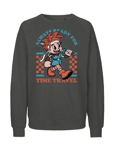 Game Mascot Time Travel Kid - Video Games, Video Game, Game, Games, Gamer, Mascot, Retro, Vintage, Retro Vintage, Retro Gamer, Retro Cartoon, Fantasy, Adventure, Magic, Time Travel, Katana, Sword, Classic - Fairtrade Sweatshirt