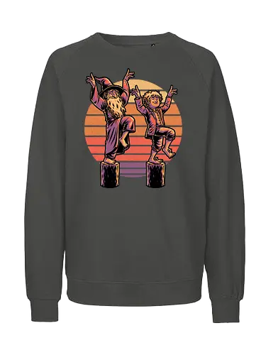 Medieval Karate Movie - book, movie, classic, adventure, fantasy, mage, wizard, grey, old man, medieval, exercise, karate, kung fu, classic, exercise, kick - Fairtrade Sweatshirt