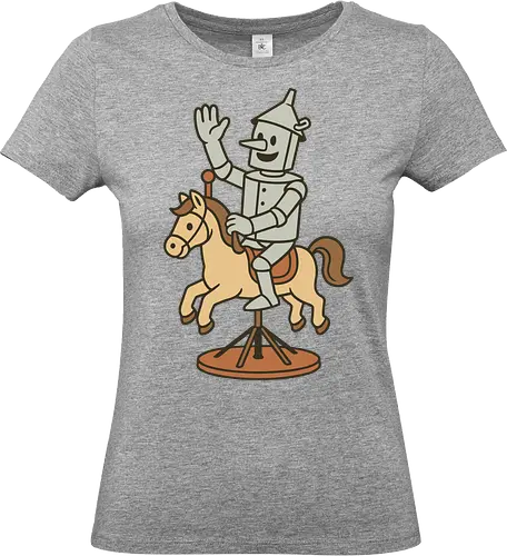 Tin man - tin man, horse, vintage, whimsical, pedestal, waving, playful, character, minimalist - Standard T-Shirt (Women)