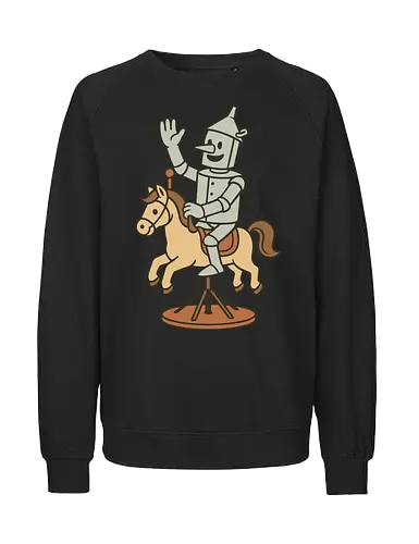 Tin man - tin man, horse, vintage, whimsical, pedestal, waving, playful, character, minimalist - Fairtrade Sweatshirt