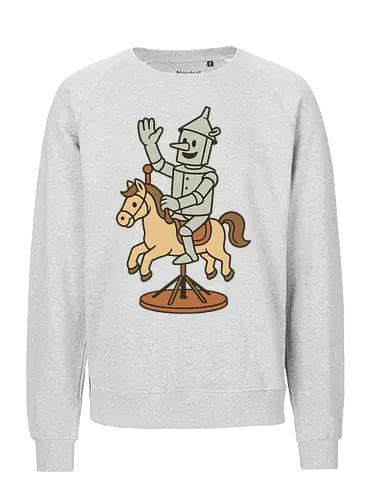 Tin man - tin man, horse, vintage, whimsical, pedestal, waving, playful, character, minimalist - Fairtrade Sweatshirt