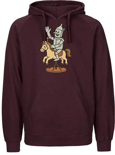 Tin man - tin man, horse, vintage, whimsical, pedestal, waving, playful, character, minimalist - Fairtrade Hoodie