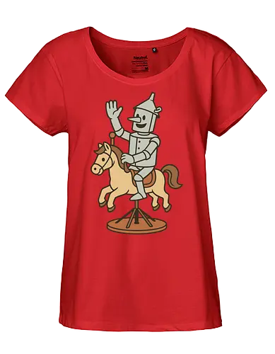 Tin man - tin man, horse, vintage, whimsical, pedestal, waving, playful, character, minimalist - Fairtrade Girl Shirt