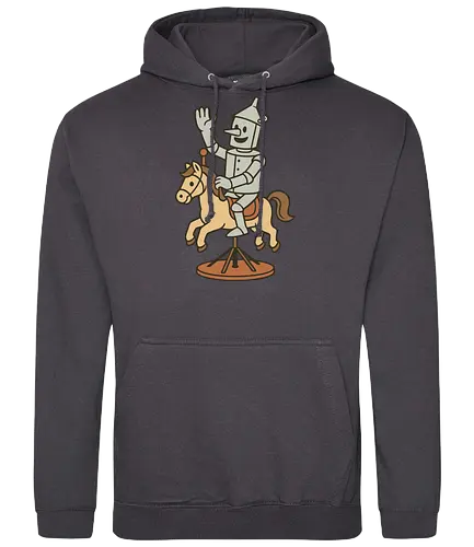 Tin man - tin man, horse, vintage, whimsical, pedestal, waving, playful, character, minimalist - Standard Hoodie