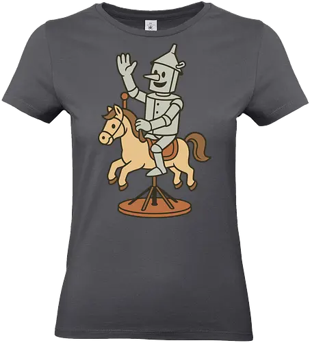 Tin man - tin man, horse, vintage, whimsical, pedestal, waving, playful, character, minimalist - Standard T-Shirt (Women)