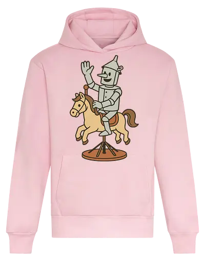 Tin man - tin man, horse, vintage, whimsical, pedestal, waving, playful, character, minimalist - Heavyweight Hoodie