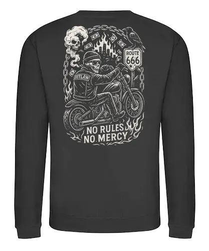 Outlaw Rider - Motorradhelm, Outlaw, Streetbike, Cruiser, Motorradclub, Motorradgang, Stuntbike, Scrambler, Motorradkultur, Touringbike, Rennmaschine, Motorradleben, Roadtrip, Freiheit, Stahlross, Zweiräder, Motorrad, Chopper, Biker, Harley, Zweirad, Motorradfahrer, Custom Bike, Motorradkunst, Cafe Racer, Burnout, Wheelie, Lederjacke, Totenkopf, Route 66 - Sweatshirt