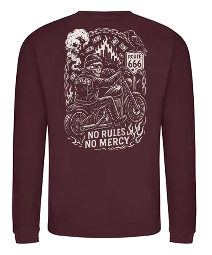 Outlaw Rider - Motorradhelm, Outlaw, Streetbike, Cruiser, Motorradclub, Motorradgang, Stuntbike, Scrambler, Motorradkultur, Touringbike, Rennmaschine, Motorradleben, Roadtrip, Freiheit, Stahlross, Zweiräder, Motorrad, Chopper, Biker, Harley, Zweirad, Motorradfahrer, Custom Bike, Motorradkunst, Cafe Racer, Burnout, Wheelie, Lederjacke, Totenkopf, Route 66 - Sweatshirt