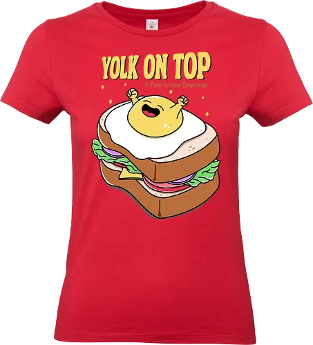 Yolk on Top - yolk, egg yolk, kawaii, funny, positivity, new hope, new day, new chance, bread, toast - Standard T-Shirt (Women)