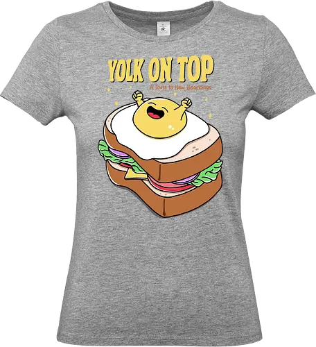 Yolk on Top - yolk, egg yolk, kawaii, funny, positivity, new hope, new day, new chance, bread, toast - Standard T-Shirt (Women)