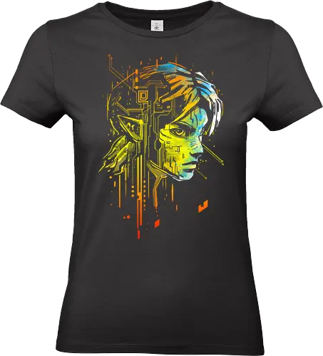 Elfic links 2 - fantasy, gaming, elf, hero of time, elfic, circuit boards, futuristic - Standard T-Shirt (Women)