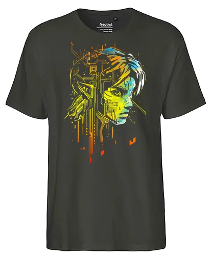 Elfic links 2 - fantasy, gaming, elf, hero of time, elfic, circuit boards, futuristic - Fairtrade T-Shirt