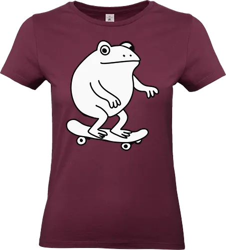 frog skate - frog, skateboard, cartoon, black and white, playful, simple, minimalistic, fun, balance, character - Standard T-Shirt (Women)