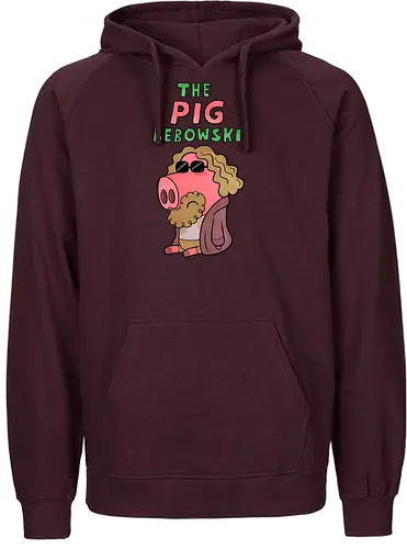 The PIG Lebowski - Movie shirt, movie, pop culture, tv show, pop culture shirt, kawaii, cute, the dude, pig, cute pic, film, film shirt - Fairtrade Hoodie