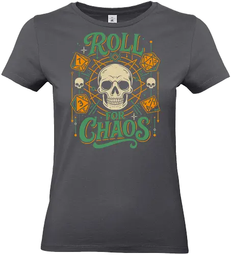 Roll For Chaos - skull, skeleton, d20, dice roll, roleplayer, rpg gamer, Pen and Paper, gothic, dark fantasy, critical hit, horror, vintage, dm, dungeon master - Standard T-Shirt (Women)