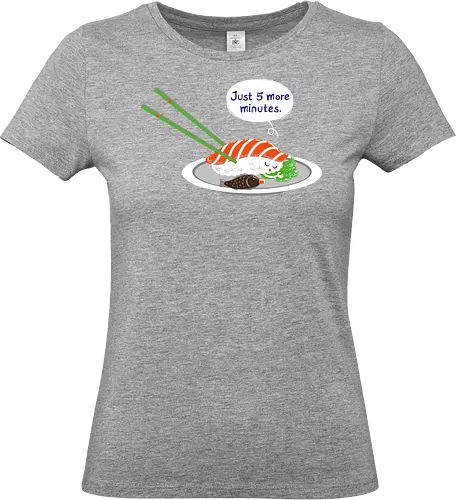 Just 5 more minutes sushi - food, japan, wasabi, sushi, nigiri, cute, kawaii, niedlich, humor, schlafen, snoozen, müde, schlaf - Standard T-Shirt (Women)