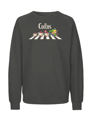The Cuccos - rpg, games, gaming, abbey road, master sword, Hero of Time, chicken, cute, retro - Fairtrade Sweatshirt