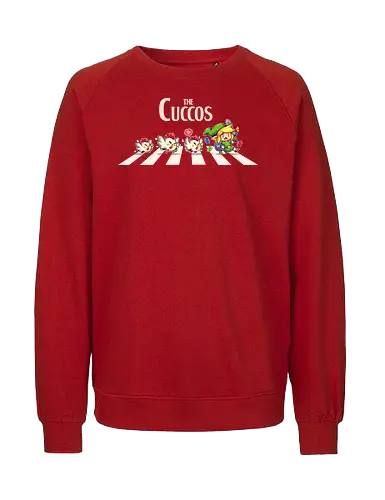 The Cuccos - rpg, games, gaming, abbey road, master sword, Hero of Time, chicken, cute, retro - Fairtrade Sweatshirt