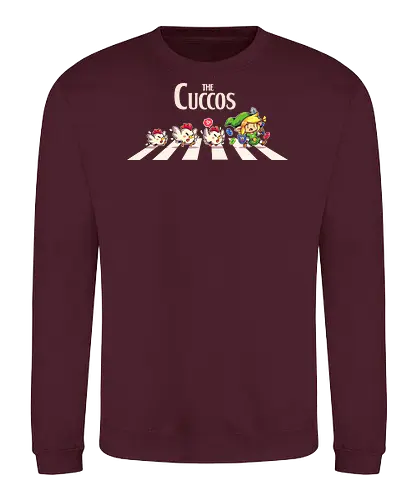 The Cuccos - rpg, games, gaming, abbey road, master sword, Hero of Time, chicken, cute, retro - Sweatshirt